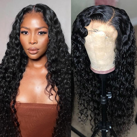 Deep Wave Human Hair Lace Front Wig 13x2 HD Lace Front Wigs Pre Plucked with Baby Hair