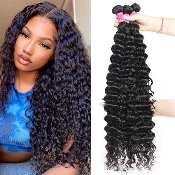 Meetu Malaysian Virgin Hair Deep Wave Human Hair 3 Bundles