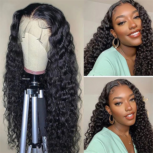 Full Lace Human Hair Wigs for Women HD Transparent Deep Wave Full Lace Wig Pre Plucked