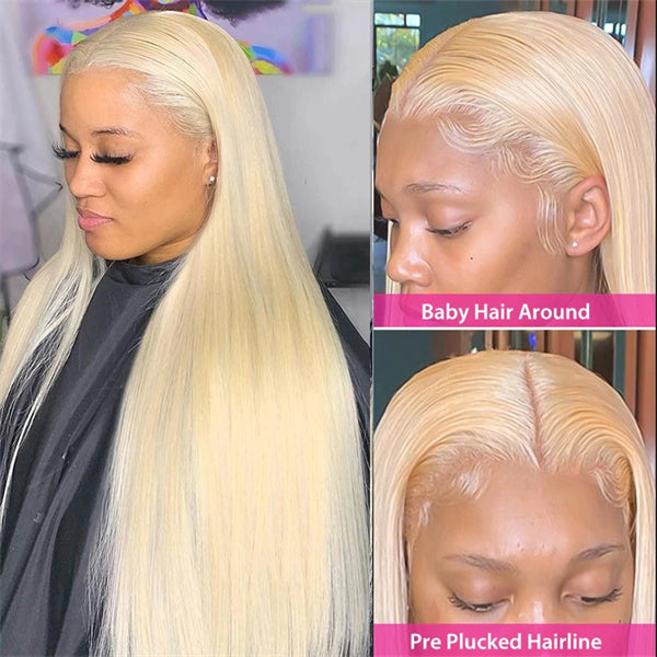 Honey Blonde Wigs Straight Hair Full Lace Human Hair Wigs Transparent 613 Wig