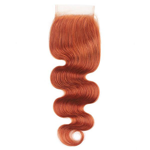Ginger Color Body Wave Hair 3 Bundles with 4x4 Lace Closure - MeetuHair