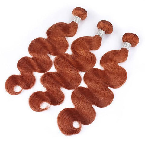 Ginger Color Body Wave Hair 3 Bundles with 4x4 Lace Closure - MeetuHair