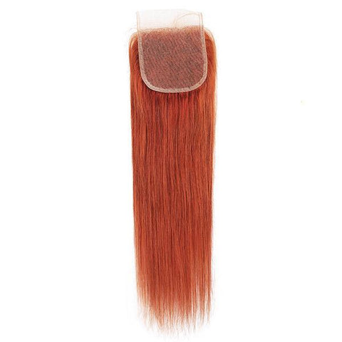 Ginger Color Straight Hair 3 Bundles with 4x4 Lace Closure - MeetuHair