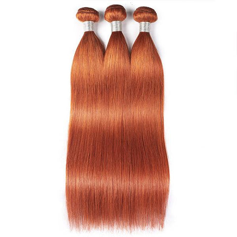 Ginger Color Straight Hair 3 Bundles with 4x4 Lace Closure - MeetuHair