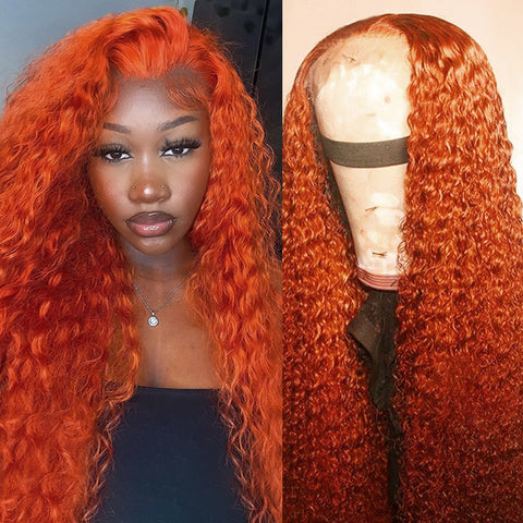 Orange Ginger Wig 13x4 HD Lace Front Wig Kinky Curly Human Hair Wig