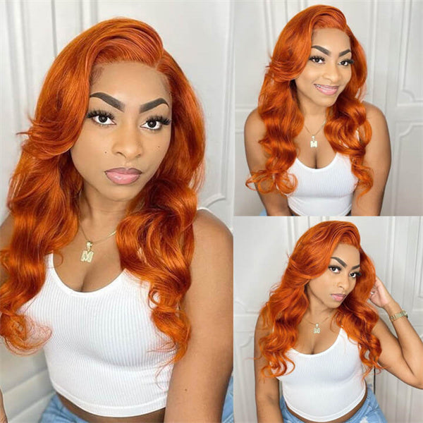 Ginger Orange Wig 13x4 Lace Front Wig Body Wave Human Hair Wigs