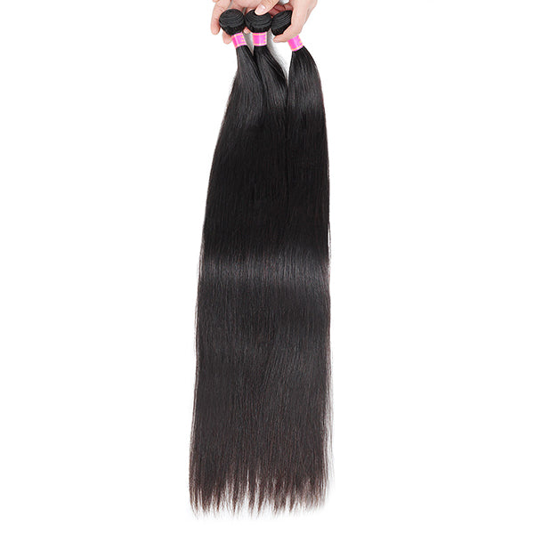 Bone Straight Hair Virgin Peruvian Human Hair 3 Bundles Ponytail Hair Extensions