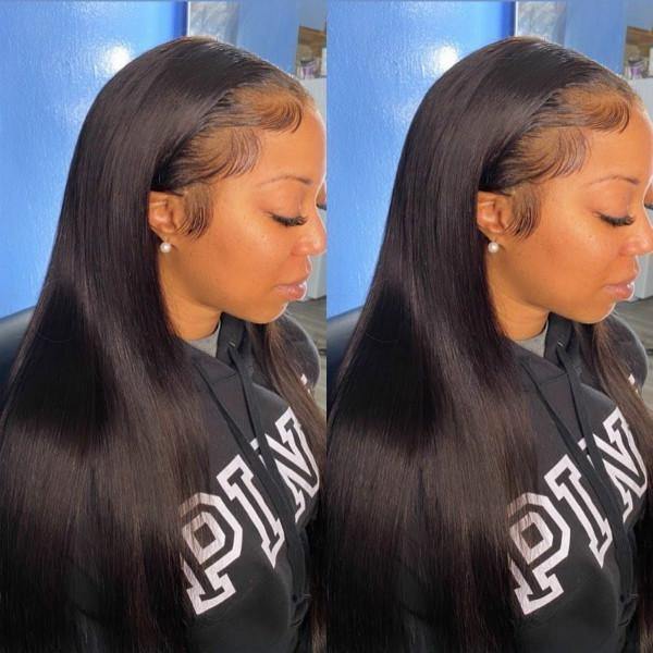 Straight Human Hair Wig 13x4 Lace Front Wig HD Lace Frontal Wigs Pre Plucked 250% Density
