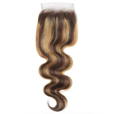 Highlight Color Body Wave Hair 3 Bundles with 5x5 Lace Closure - MeetuHair