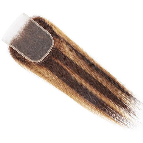 Highlight Color Straight Hair 3 Bundles with 4x4 Lace Closure - MeetuHair