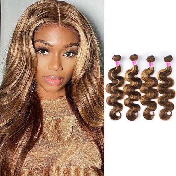 Highlight Honey Blonde Body Wave Hair 4 Bundles Virgin Human Hair Weave - MeetuHair