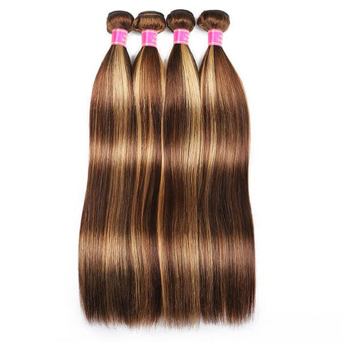 Highlight Honey Blonde Straight Hair Bundles 4 Bundles Virgin Human Hair Weave - MeetuHair
