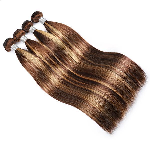 Highlight Honey Blonde Straight Hair Bundles 4 Bundles Virgin Human Hair Weave - MeetuHair