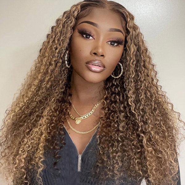 Highlight Curly Wig 13x4 Lace Front Wig Curly Human Hair Wigs