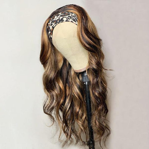 Highlights Wig Body Wave Hair Headband Wig Affordable Natural Hair Half Wigs - MeetuHair