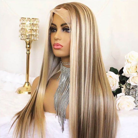 P4/613 Blonde Highlight Lace Front Wigs Straight Human Hair 13x4 Lace Frontal Wigs