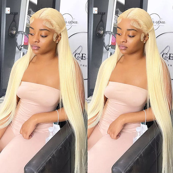 30 Inch 613 Lace Front Wig Honey Blonde Human Hair Wigs Straight Hair 13x4 Lace Frontal Wigs