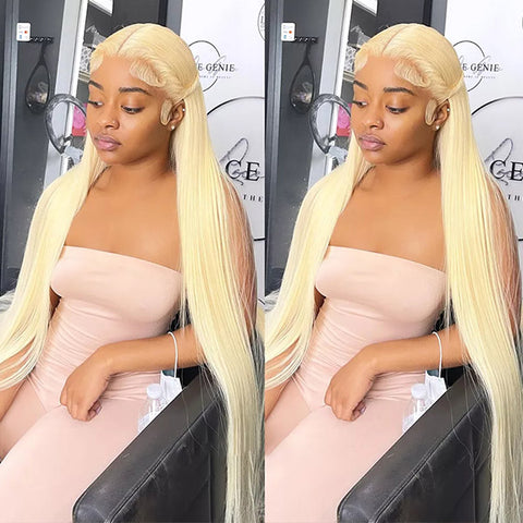 30 Inch 613 Lace Front Wig Honey Blonde Human Hair Wigs Straight Hair 13x4 Lace Frontal Wigs