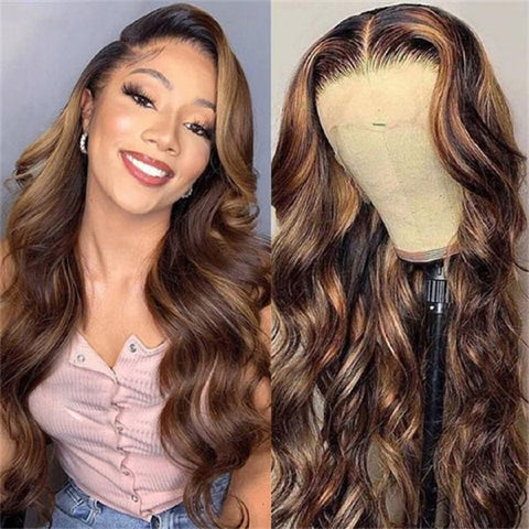 Blonde Highlighted Wigs 13x4 Lace Front Wig Body Wave Hair Wig HD Lace Frontal Wig