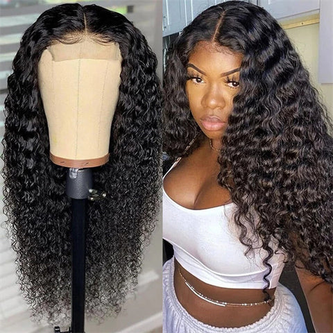 Full Lace Human Hair Wigs HD Transparent Deep Wave 13x4 Lace Front Wig Pre Plucked