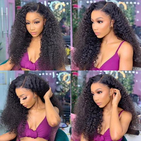 HD Transparent 6x6 Lace Closure Wigs Kinky Curly Wave Virgin Human Hair Wigs