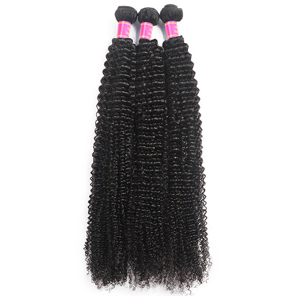 Curly Human Hair 3 Bundles 10A Virgin Remy Indian Human Hair Weave