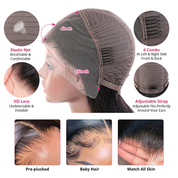 Undetectable Lace Wigs Straight Hair 13x4 Lace Front Wig 200% Density Human Hair Wigs