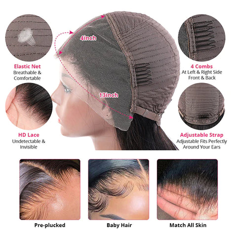Undetectable Lace Wigs Straight Hair 13x4 Lace Front Wig 200% Density Human Hair Wigs