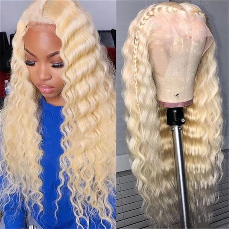 Blonde Human Hair Wigs 13x4 Lace Front Wig 613 HD Lace Wig Loose Deep Wave Wig