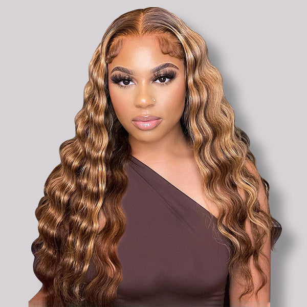 Highlights Wig Loose Deep Wave Wig 13x4 Lace Front Wig HD Transparent Lace Wigs
