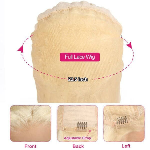 Full Lace Human Hair Wigs Pre Plucked Honey Blonde Wigs Body Wave Full Lace 613 Wig