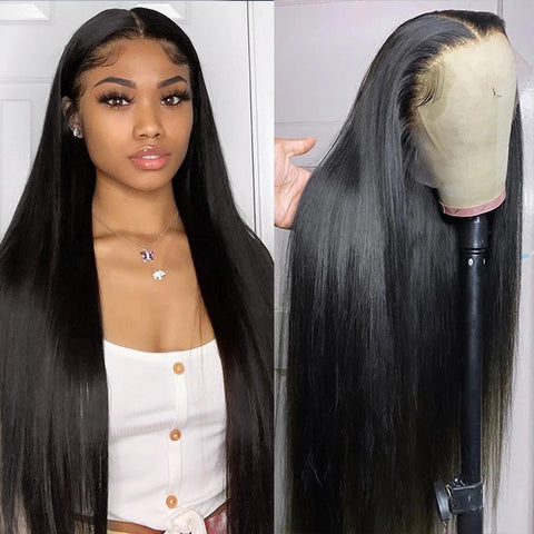 Straight Human Hair Wig 13x4 Lace Front Wig HD Lace Frontal Wigs Pre Plucked 250% Density