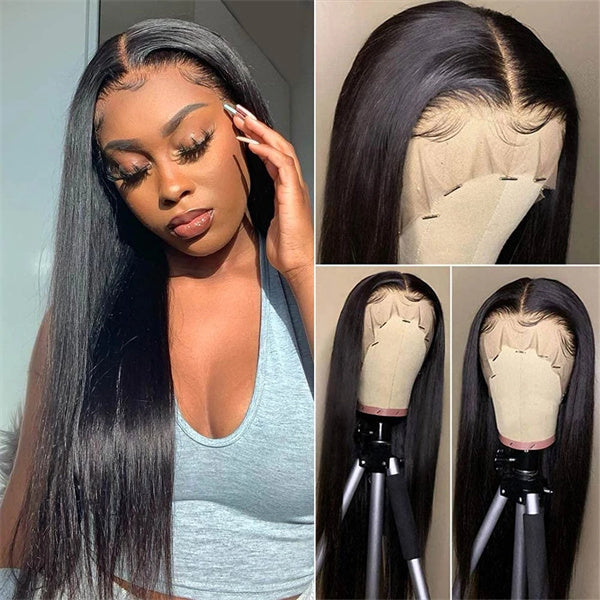 Straight Hair Full Lace Human Hair Wigs Transparent Full Lace Wig Pre Plucked
