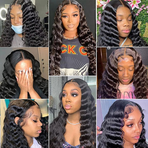 Loose Deep Wave Invisible Lace Wigs 13x4 HD Lace Frontal Wig 32 Inch Invisible Lace Wig