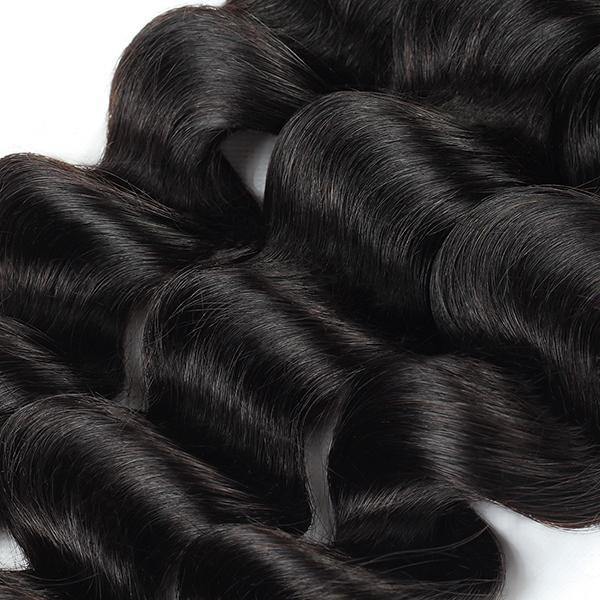 Loose Deep Wave 4 Bundles with 13*4 Lace Frontal 10A Brazilian Virgin Human Hair - MeetuHair