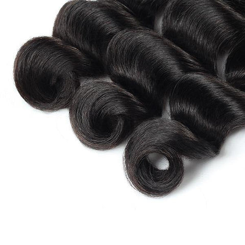 Loose Deep Wave 4 Bundles with 13*4 Lace Frontal 10A Brazilian Virgin Human Hair - MeetuHair