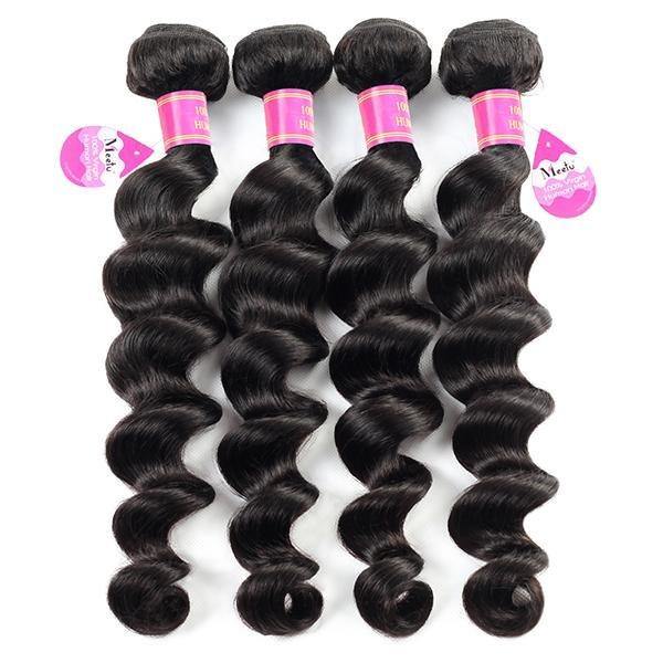 Loose Deep Wave 4 Bundles with 13*4 Lace Frontal 10A Brazilian Virgin Human Hair - MeetuHair