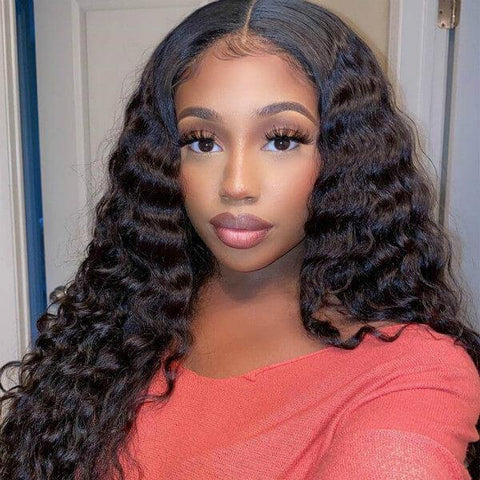 Loose Deep Wave 4*4 Lace Front Wig 10A Virgin Remy Indian Human Hair Wigs - MeetuHair