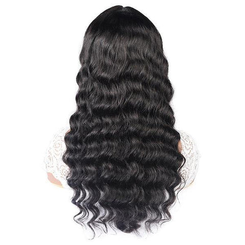 Loose Deep Wave Wig 100% Virgin Hair Machine Made Wigs With Bangs - MeetuHair