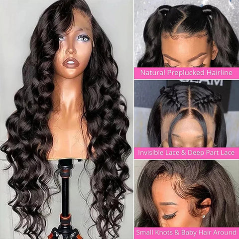 Long Wigs Loose Wave 13x4 Lace Front Wigs Pre-Plucked HD Lace Frontal Wigs