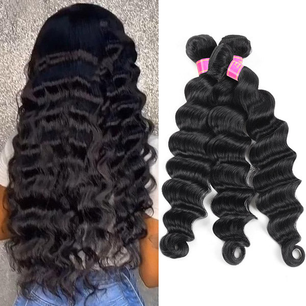 Malaysian Loose Deep Wave Hair 3 Bundles Unprocessed Virgin Remy Human Hair Weave