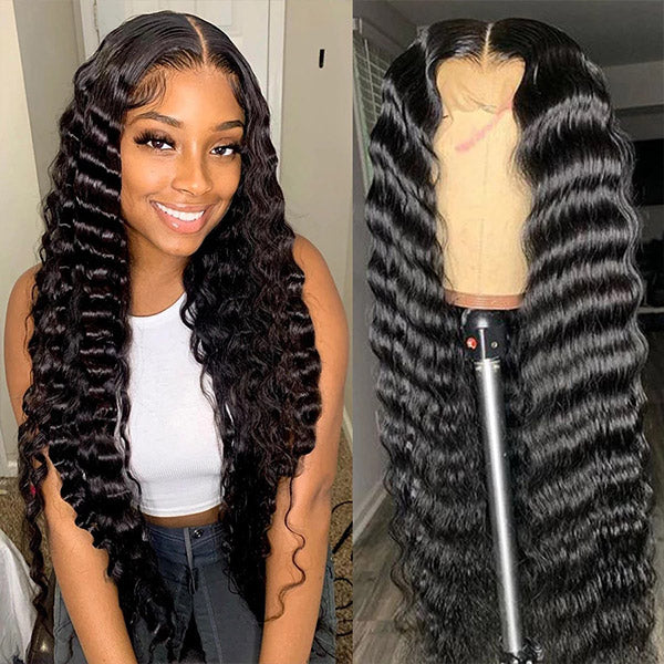 Loose Deep Wave Lace Closure Human Hair Wigs Peruvian Human Hair 4x4 Closure Wig Pre Plucked