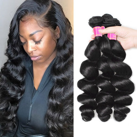 Malaysian Virgin Hair Loose Wave 3 Bundles Meetu Human Hair Extensions