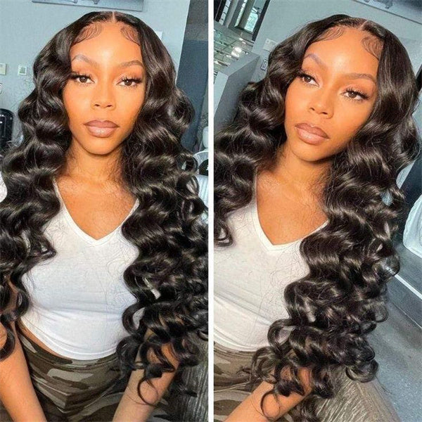 Loose Wave Closure Wigs 4x4 Lace Closure Human Hair Wigs Pre Plucked For Black Woman