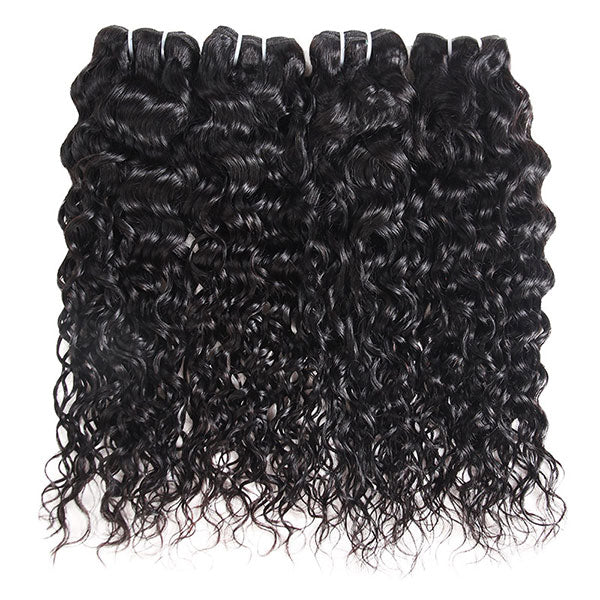 10A Water Wave Hair Bundles with Frontal Virgin Peruvian Human Hair