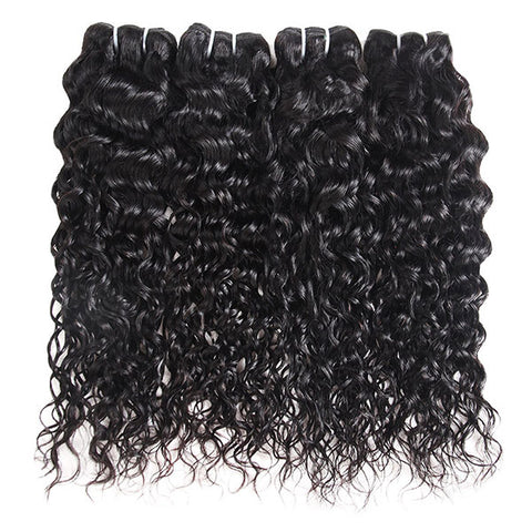 10A Water Wave Hair Bundles with Frontal Virgin Peruvian Human Hair