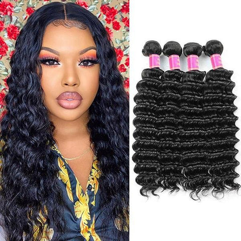 Meetu 10A Peruvian Human Hair 4 Bundles Deep Wave Virgin Remy Human Hair Weave - MeetuHair