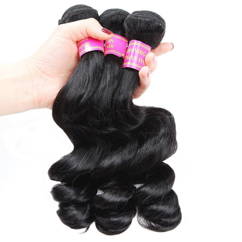 Meetu Brazilian Loose Wave Hair 3 Bundles 10A Remy Human Hair Weave - MeetuHair