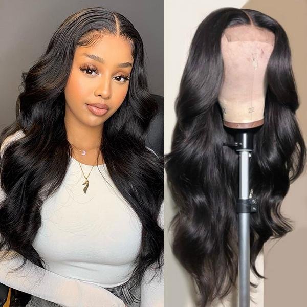 Gluess Human Hair Wigs 4x4 Lace Closure Wigs Body Wave Wig No Glue Pre-Cut HD Lace Wig