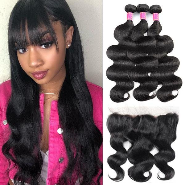 Meetu Hair Peruvian Body Wave Virgin Human Hair Weave 3 Bundles with 13*4 Lace Frontal - MeetuHair